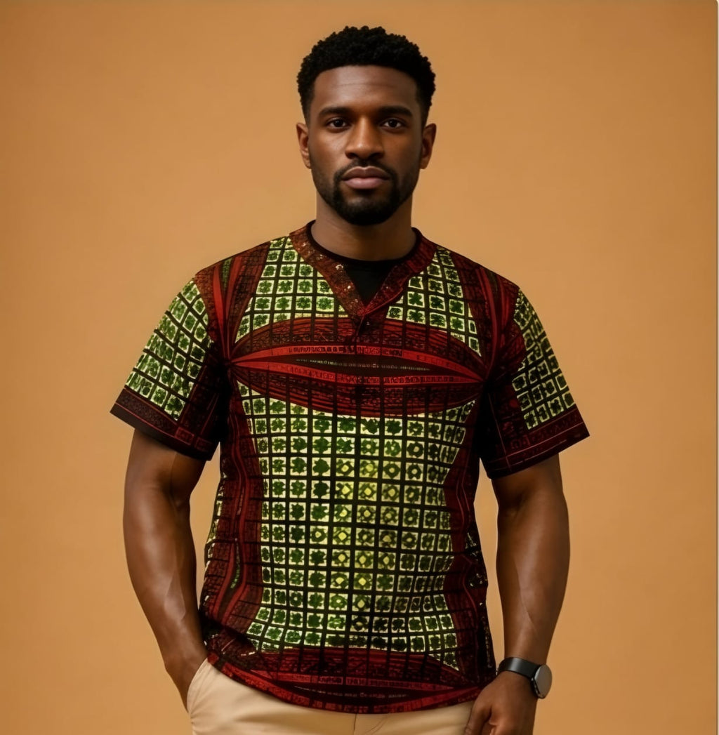 Men's Modern Ankara Print Tunic Shirt