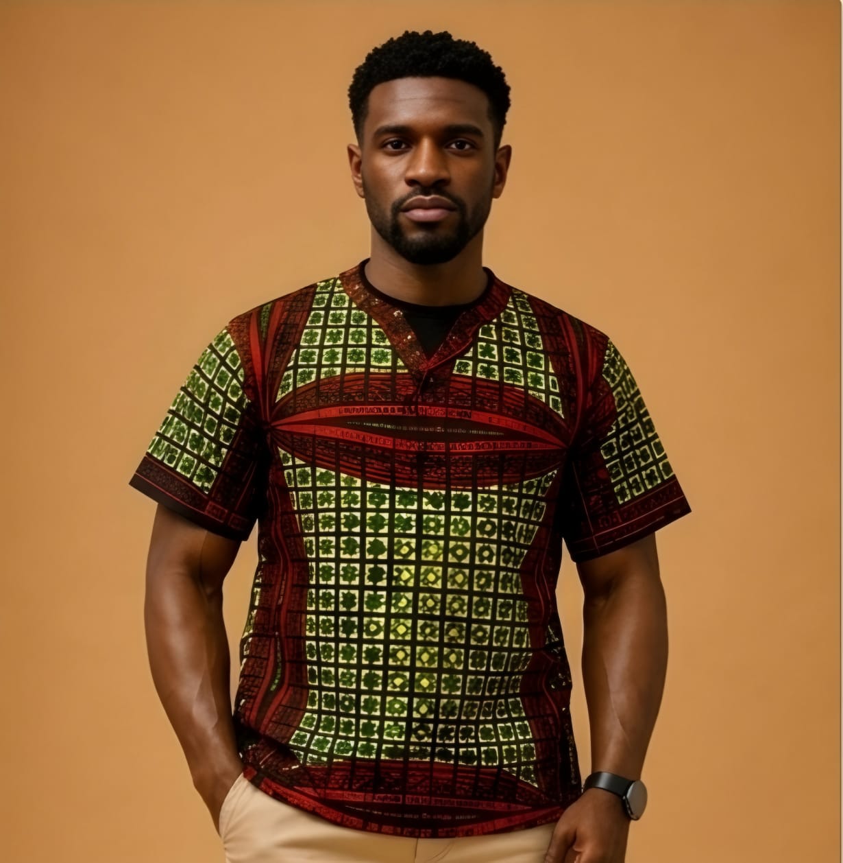 Men's Modern Ankara Print Tunic Shirt