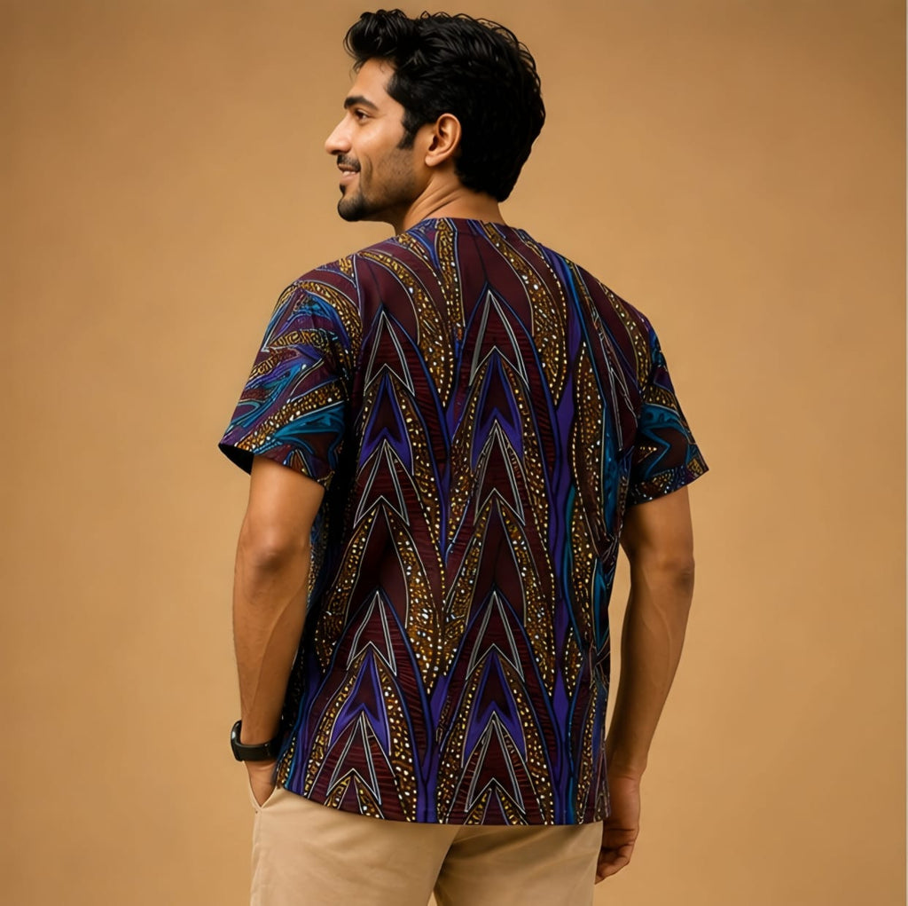 Royal Indigo Labyrinth Luxe V-Neck Tunic