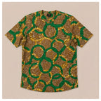 Men's Ankara Interlocking Ring Short-Sleeve Mandarin Collar Shirt