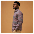 Men's Mauve Geometric Luxe Tribal Print Long-Sleeve Shirt