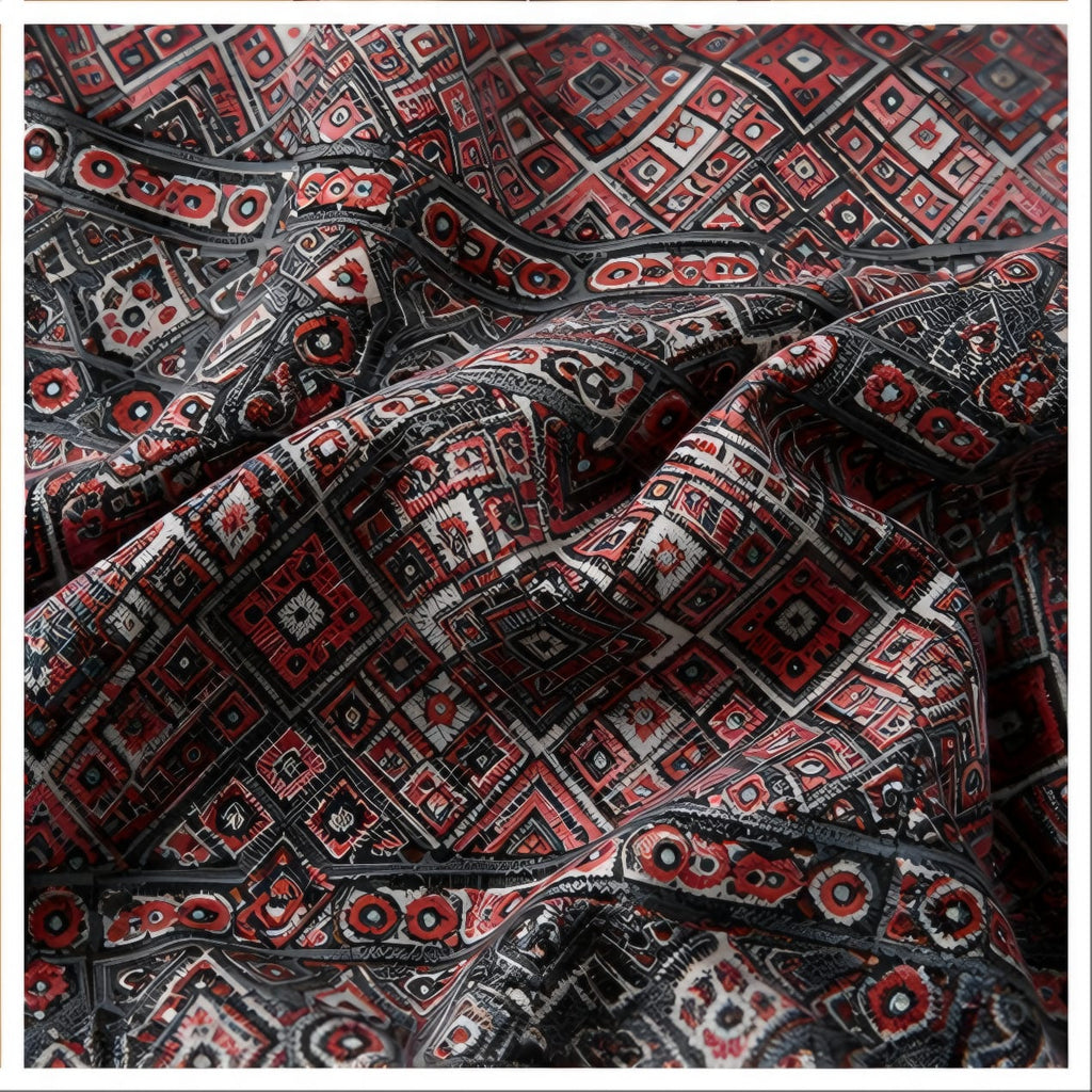 Men's Mauve Geometric Luxe Tribal Print Long-Sleeve Shirt