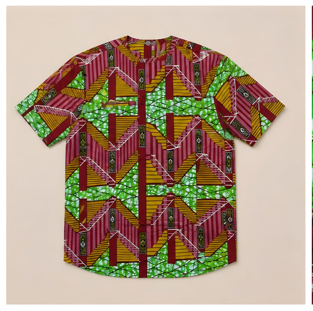 Men's Luxury Geometric Step Ankara Short-Sleeve Tunic