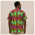Men's Luxury Geometric Step Ankara Short-Sleeve Tunic