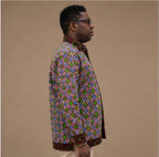 Men's Luxury Panel Print Ankara Long-Sleeve Shirt