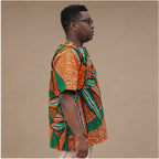 Men's Luxury Diamond Motif Ankara Short-Sleeve Tunic