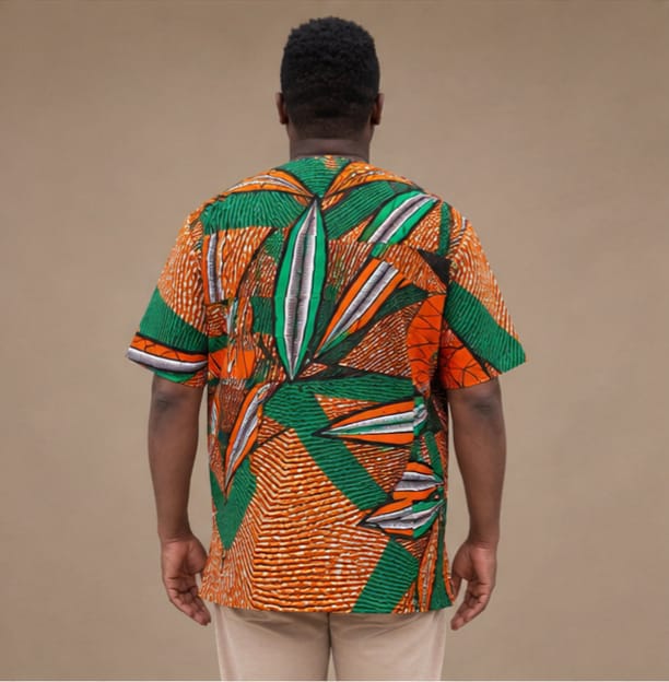 Men's Luxury Diamond Motif Ankara Short-Sleeve Tunic