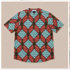 Men's Luxury Diamond Motif Ankara Short-Sleeve Tunic Shirt