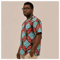 Men's Luxury Diamond Motif Ankara Short-Sleeve Tunic Shirt