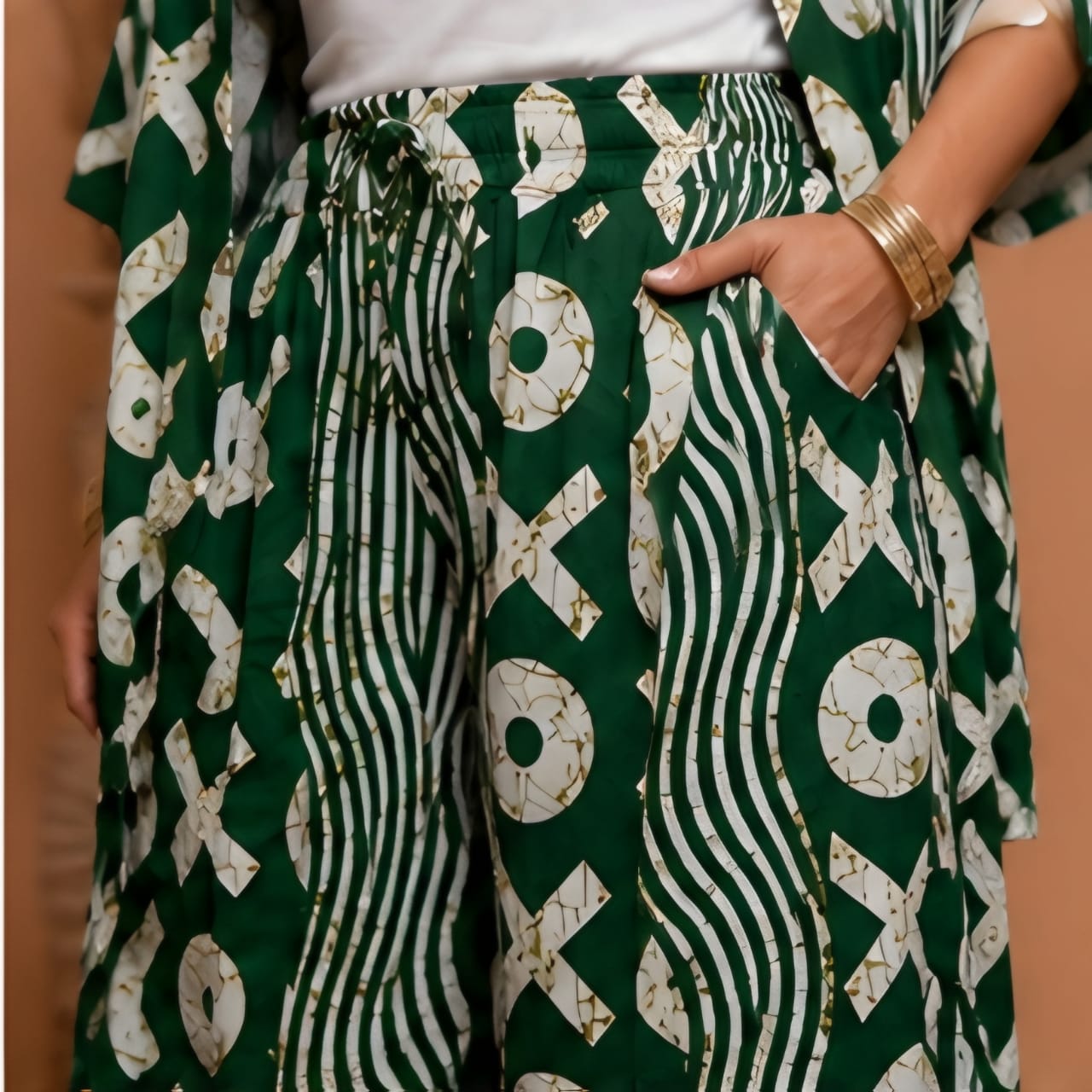 Luxury African Print Two-Piece Kimono Trouser Set