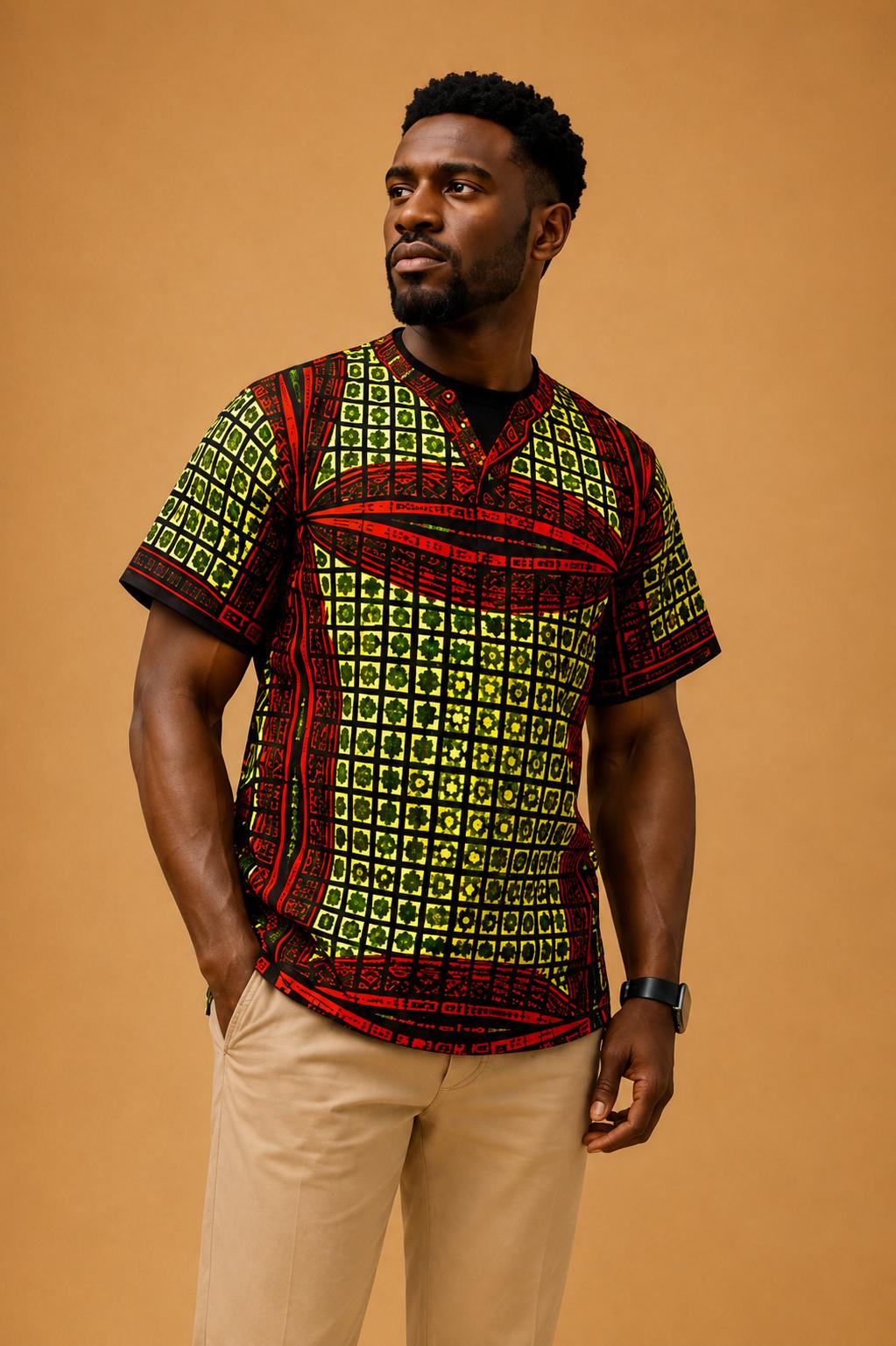 Men's Modern Ankara Print Tunic Shirt